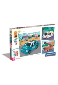 Puzzle 3x48 el. SuperColor. Rescue vehicles Clementoni