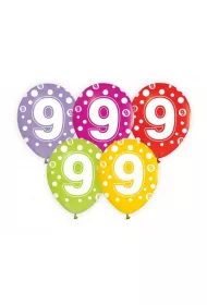 Godan Balony z cyframi 9 5 szt.
