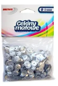 Cekiny matowe M20 srebrne 8mm, 10g