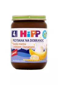 Hipp Przysmak na Dobranoc Kaszka manna z mlekiem i bananami po 4. miesicu 190 g Bio