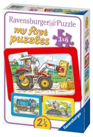 Puzzle 3x6 el. Traktor, koparka i ci�ar�wka Ravensburger