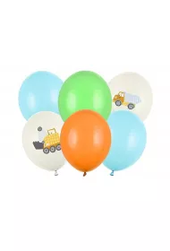PartyDeco Balony Pojazdy budowlane 30cm
