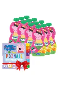 BoboVita winka Peppa Mus gruszka z bananem i morel po 6 miesicu + Ksieczka GRATIS Zestaw 12 x 100 g
