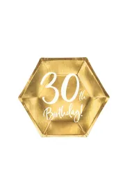 PartyDeco Talerzyki 30th Birthday 20 cm 6 szt.