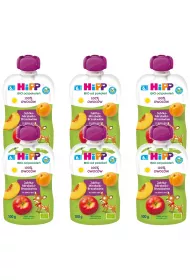 Hipp Mus owocowy po 6. miesicu jabka-mirabelki-brzoskwinie zestaw 6 x 100 g Bio
