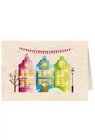 Cozywood Karnet drewniany �wi�teczny C6 Miasto + koperta