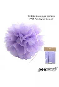 Penword Ozdoba papierowa pompon fioletowa 25cm