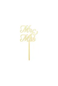 PartyDeco Topper akrylowy na tort MR & MRS, z�oty 16.5cm