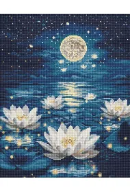 Diamentowa mozaika - Lotos pod po�wiat� 40x50cm