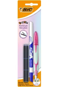 Bic Pi�ro wieczne + wk�ady + wymazywacz niebieski Easy Clic Standard FP blister 1+6+1