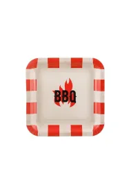 PartyDeco Talerzyki papierowe BBQ 26x26cm