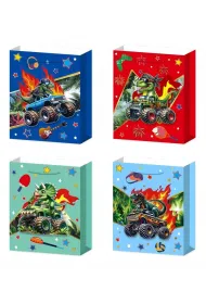 W&k Torebka prezentowa L Pojazdy dinozaury