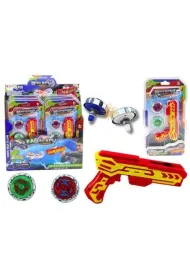 Zestaw pistolet wyrzutnia 2 metalowe kr��ki czerw LeanToys