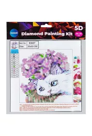 Centrum Diamentowa mozaika 5D - Cat&Flowers 20x20cm