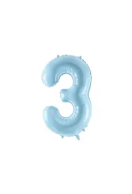 PartyDeco Balon foliowy 3 jasny niebieski 86cm