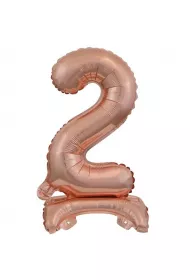 Amscan Balon foliowy mini cyfra 2 na stojaku r�owe z�oto