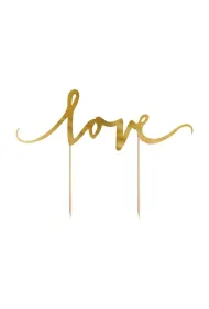 PartyDeco Topper na tort Love z�oty 17cm