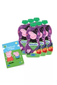 BoboVita Zestaw winka Peppa Mus jagody jabka banan po 6 miesicu Zgrzewka + Kolorowanka Peppa GRATIS 6 x 100 g