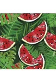 Serwetka Lunch Watermelon on Green Fern Leaves SDOG040901