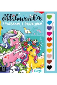 Malowanka z farbkami i pdzelkiem. Kucyki