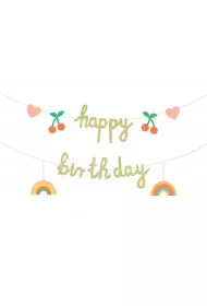 PartyDeco Baner papierowy Happy Birthday 100x18cm