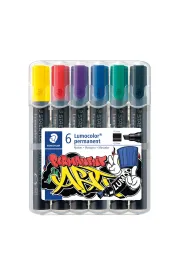 Staedtler Marker Lumocolor ART, wodoodporny, �ci�ta ko�c�wka, 6 kolor�w w etui
