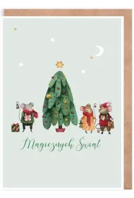 Cardie Kartka Bo�e Narodzenie Myszki przy choince