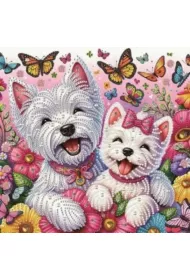 Norimpex Diamentowa mozaika obraz na ramie Pieski i motyle 23x30cm 2000642