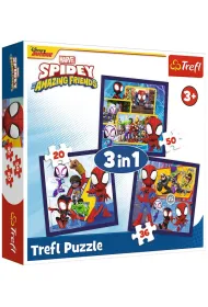 Puzzle 3w1 20+36+50 el. Paj�ki i dinozaury Trefl