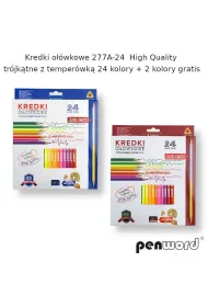 Penword Kredki o��wkowe tr�jk�tne + temper�wka 24 szt.