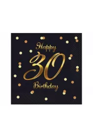 Godan Serwetki B&C Happy 30 Birthday czarne 33x33 cm