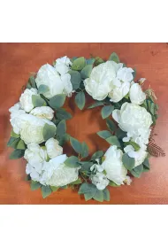 Wianek 18 kwiatk�w z mat, 47cm Mix kolor�w (bia�y, r�owy)