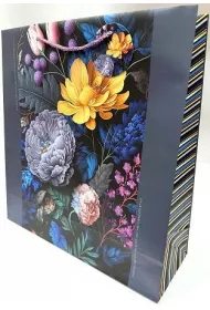 Fresh Torebka ozdobna matowa ciemne kwiaty 35x37x12cm