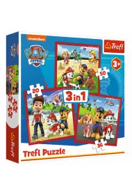 Puzzle 3w1 20+36+50 el. Psi Patrol. Wesoe pieski Trefl