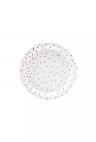 PartyDeco Talerzyki kropki bia�e 18cm 6 szt.