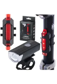 Lampka rowerowa LED zestaw ty-przd USB