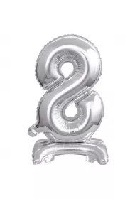 Amscan Balon foliowy mini cyfra 8 na stojaku srebrna