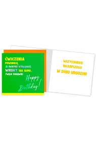 Kukartka Karnet kwadrat Urodziny - �wiczenia, whisky, twoje zdrowie QR-006