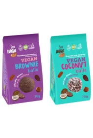 Super Fudgio Zestaw Kulki daktylowe: brownie, z wirkami kokosowymi 2 x 70 g Bio