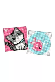 Diamentowa mozaika na magnesie 9x9 cm kids Ryba i Kotek Ideyka