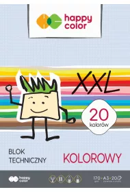 Happy Color Blok techniczny, kolorowy, A3, 170g, 20 arkuszy 20 kartek