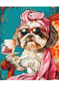 Ideyka Malowanie po numerach - Figlarny shih tzu 40x50cm