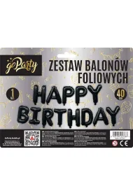 GoParty Zestaw balon�w foliowych Happy Birthday czarne