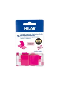 Milan Zak�adki indeksuj�ce przezroczyste Fluo r�owe 45 x 25 mm 50 szt.
