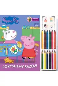 Peppa Pig.KOLOROWANKA Z 12 KREDKAMI oraz naklejkami