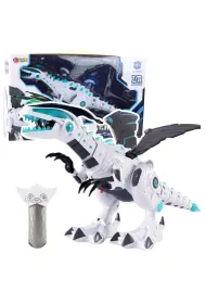 Dinozaur robot R/C �wiat�o i d�wi�k bia�y LeanToys
