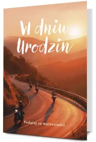 Pan Dragon Karnet B6 Urodziny m�skie - motocykli�ci, zach�d s�o�ca K.B6-2048