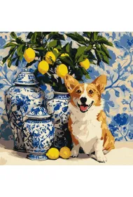 Ideyka Malowanie po numerach - Corgi i cytryny 40x40cm