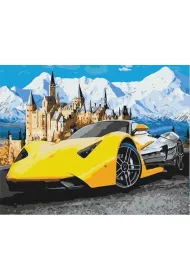 Norimpex Diamentowa mozaika - Auto sportowe ��te obok zamku w g�rach 40x30cm