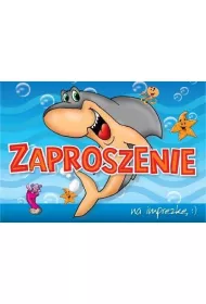Kukartka Zaproszenie ZZ-035 Imprezka rekin 5 szt.